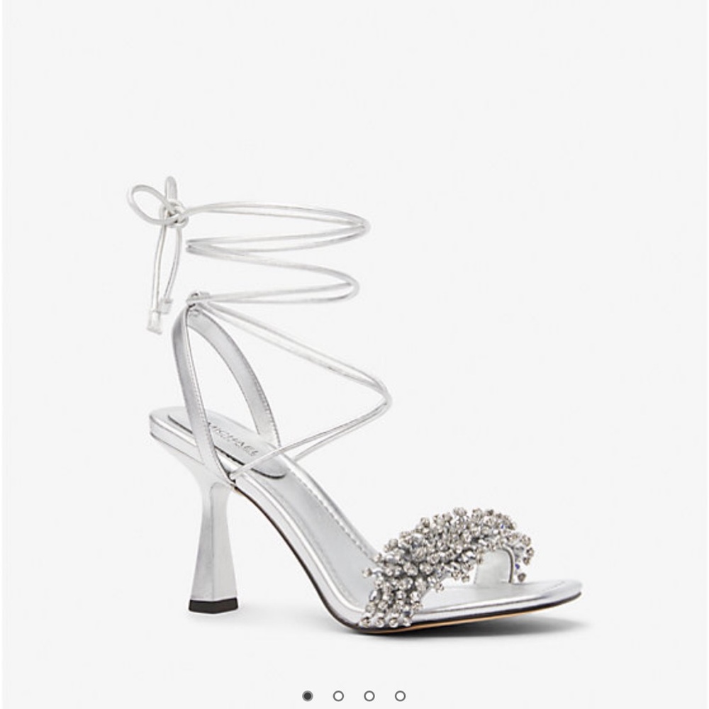 Lucia Embellished Metallic Leather Sandal